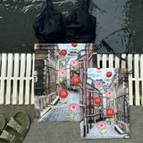 Urban Bloom Scape Drawstring Pouches