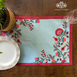 Floral Tranquil Blue Fabric Table mats (set of 3-1 Set in stock)