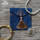 Ornate Mughal Boota Deep Blue Gift Pouch - Mini
