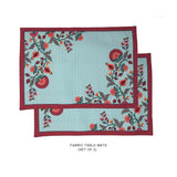 Floral Tranquil Blue Fabric Table mats (set of 3-1 Set in stock)