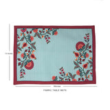 Floral Tranquil Blue Fabric Table mats (set of 3-1 Set in stock)