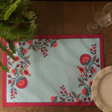 Floral Tranquil Blue Fabric Table mats (set of 3-1 Set in stock)